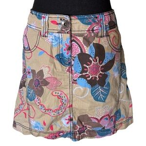 ESPRIT Vintage Grey Floral Mini Skirt Whimsical Spring Summer Pockets Size 10